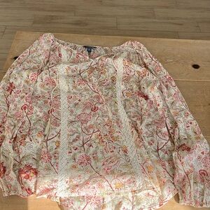 CHAPS Denim Floral long sleeve top.